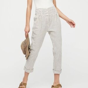 Free People  Runors Harem Cream and Black Striped Pants Size 12